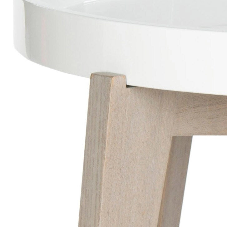 Table d'appoint en laque blanche/grise pour 1 – 32"L x 32"P x 18"H