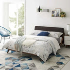 Lit plateforme Queen tapissé en tissu