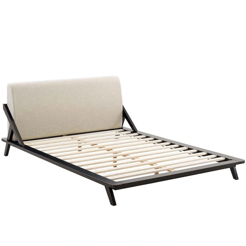 Lit plateforme Queen tapissé en tissu