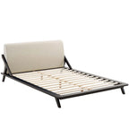 Lit plateforme Queen tapissé en tissu
