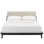 Lit plateforme Queen tapissé en tissu