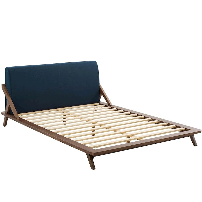 Lit plateforme Queen tapissé en tissu