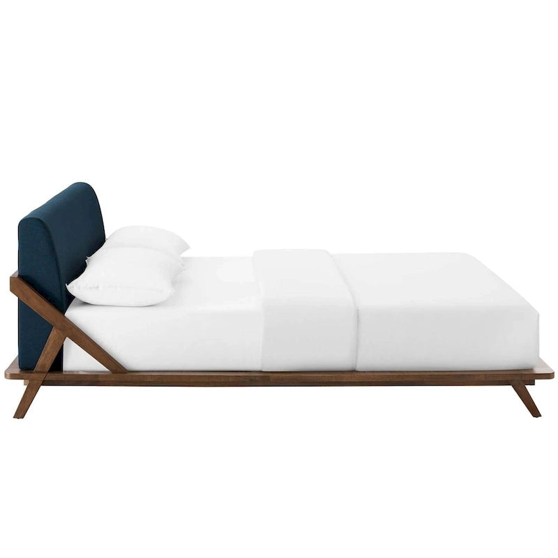 Lit plateforme Queen tapissé en tissu