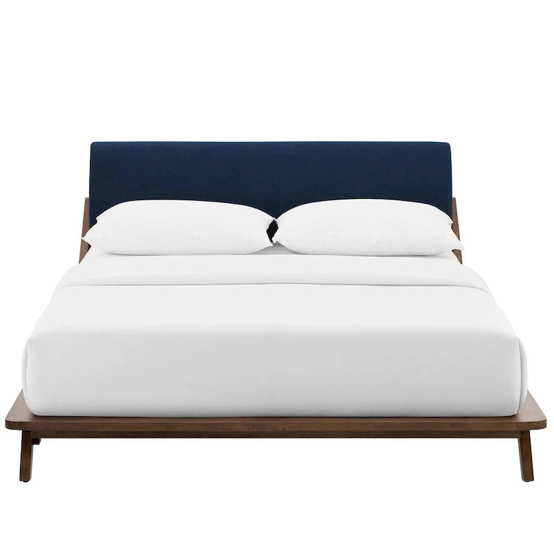 Lit plateforme Queen tapissé en tissu