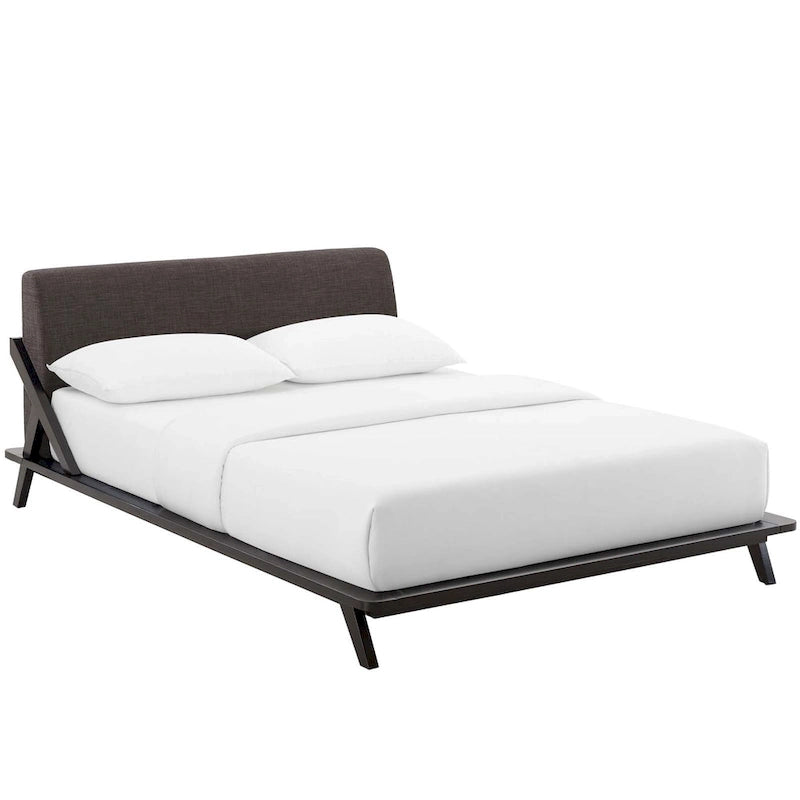 Lit plateforme Queen tapissé en tissu