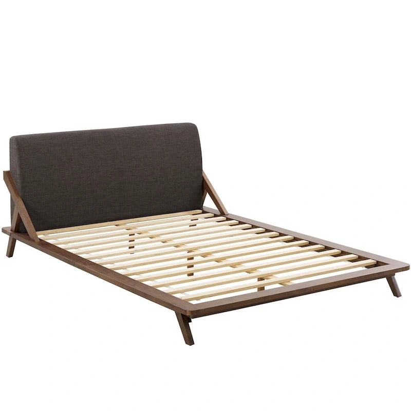 Lit plateforme Queen tapissé en tissu