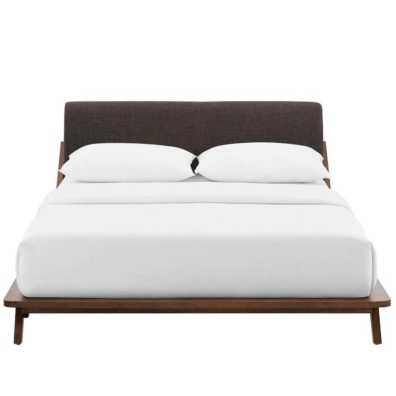 Lit plateforme Queen tapissé en tissu
