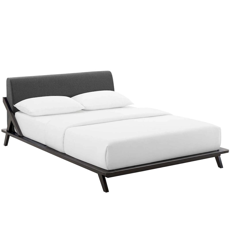 Lit plateforme Queen tapissé en tissu