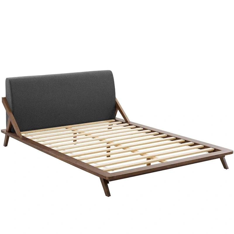 Lit plateforme Queen tapissé en tissu