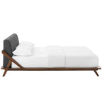 Lit plateforme Queen tapissé en tissu