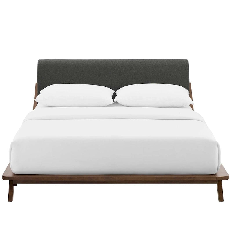 Lit plateforme Queen tapissé en tissu