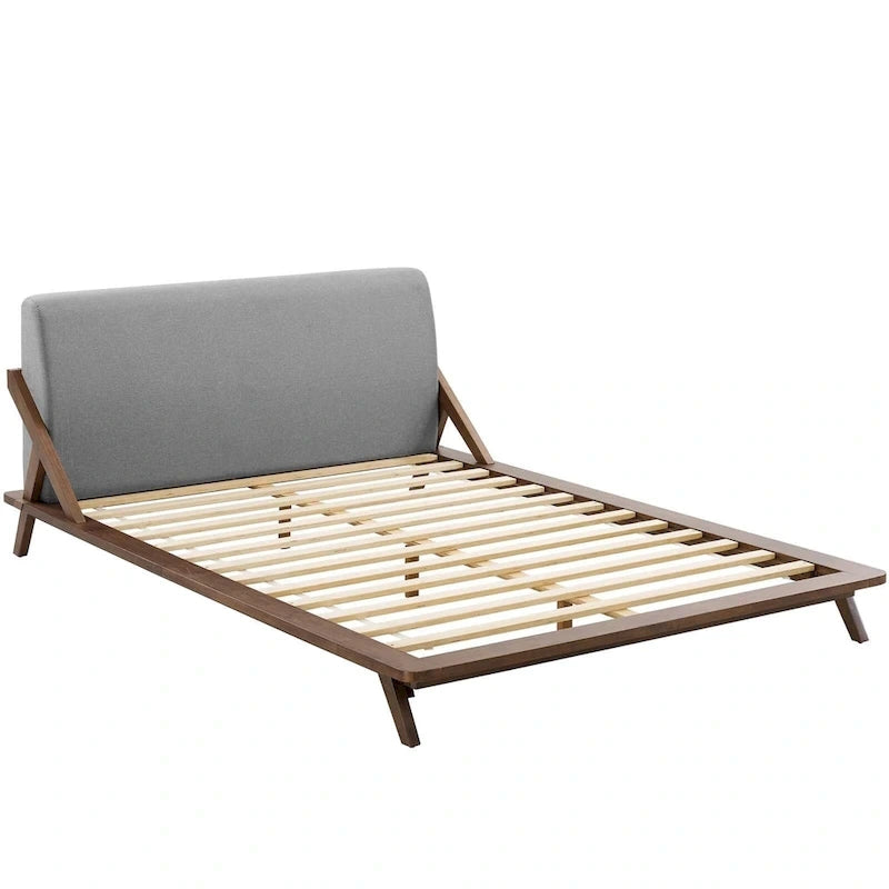 Lit plateforme Queen tapissé en tissu