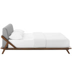 Lit plateforme Queen tapissé en tissu