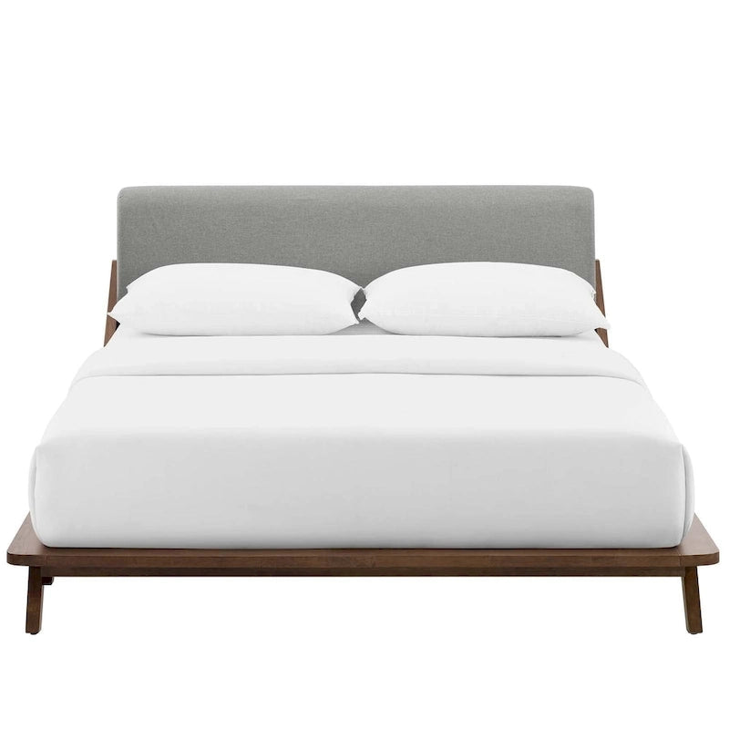 Lit plateforme Queen tapissé en tissu
