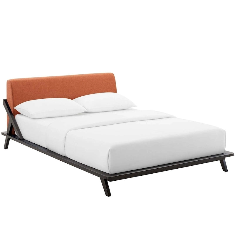 Lit plateforme Queen tapissé en tissu