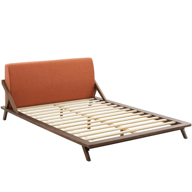 Lit plateforme Queen tapissé en tissu