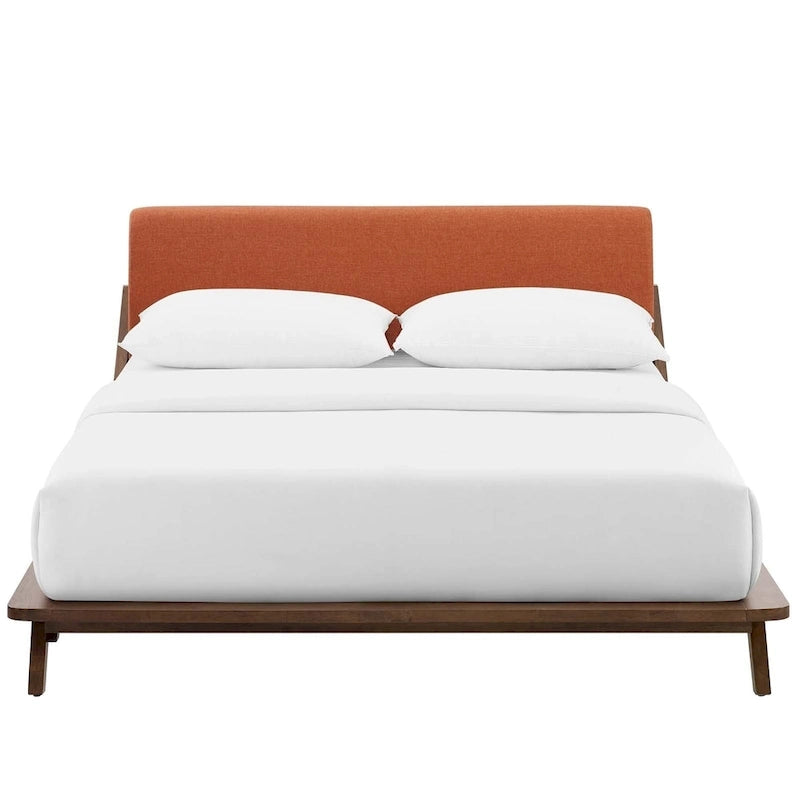 Lit plateforme Queen tapissé en tissu