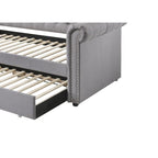 Lit de repos double avec lit gigogne intégré et garnitures cloutées, gris