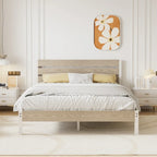 Cadre de lit plateforme marron/ardoise/noir avec tête de lit en bois – Lit simple/double/grand lit, 1 à 2 personnes