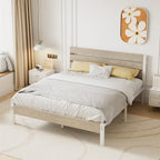 Cadre de lit plateforme marron/ardoise/noir avec tête de lit en bois – Lit simple/double/grand lit, 1 à 2 personnes