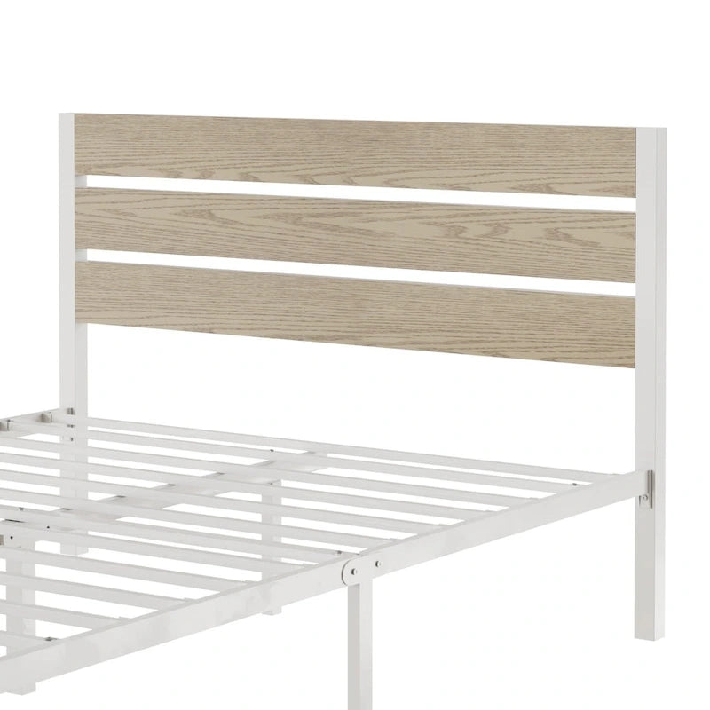 Cadre de lit plateforme marron/ardoise/noir avec tête de lit en bois – Lit simple/double/grand lit, 1 à 2 personnes