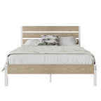 Cadre de lit plateforme marron/ardoise/noir avec tête de lit en bois – Lit simple/double/grand lit, 1 à 2 personnes