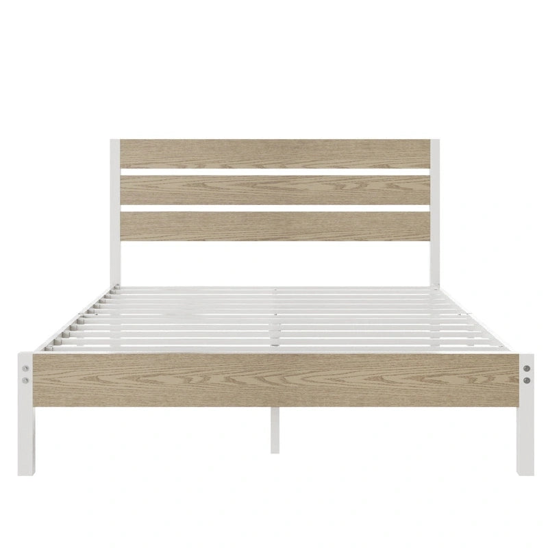 Cadre de lit plateforme marron/ardoise/noir avec tête de lit en bois – Lit simple/double/grand lit, 1 à 2 personnes