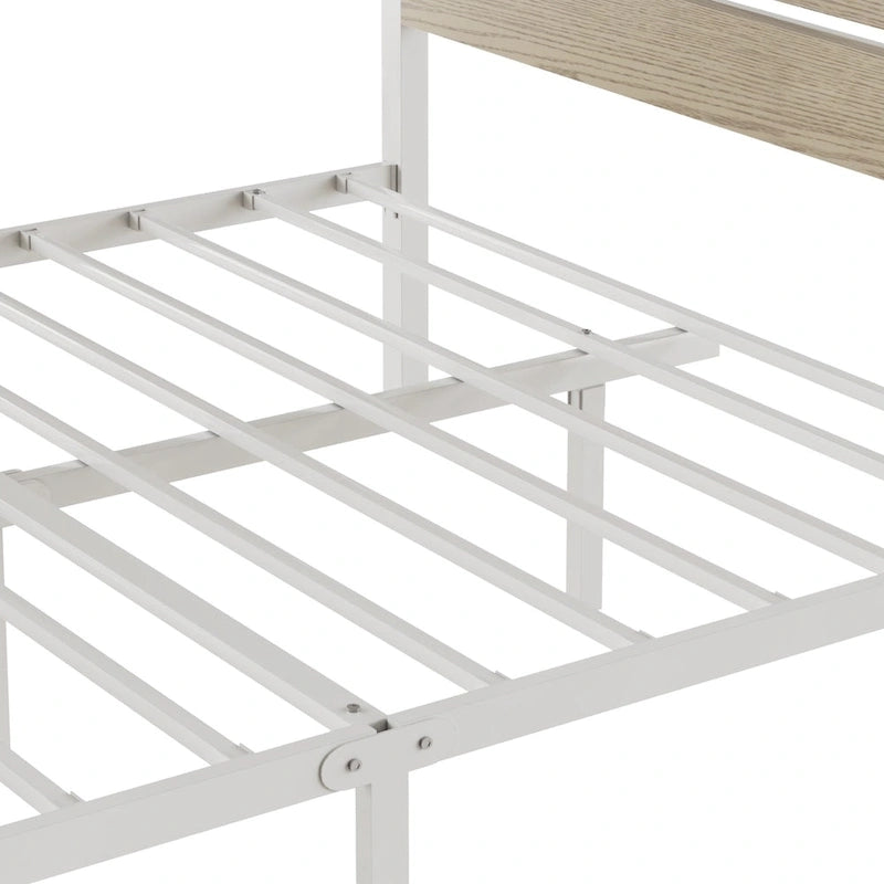 Cadre de lit plateforme marron/ardoise/noir avec tête de lit en bois – Lit simple/double/grand lit, 1 à 2 personnes