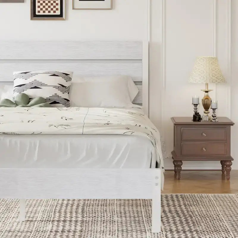 Cadre de lit plateforme marron/ardoise/noir avec tête de lit en bois – Lit simple/double/grand lit, 1 à 2 personnes