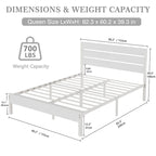 Cadre de lit plateforme marron/ardoise/noir avec tête de lit en bois – Lit simple/double/grand lit, 1 à 2 personnes