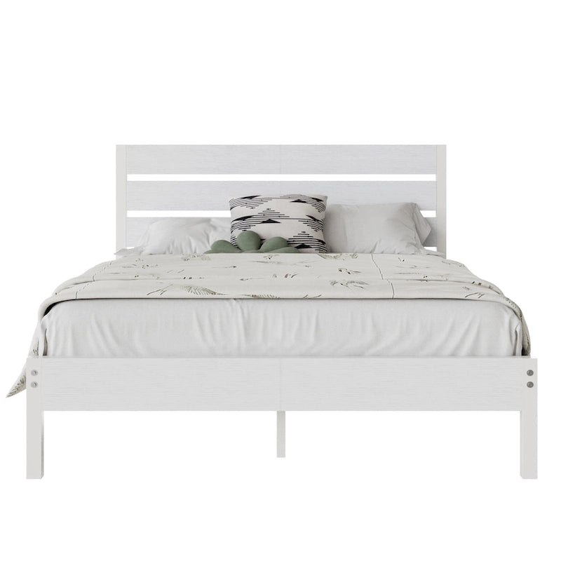 Cadre de lit plateforme marron/ardoise/noir avec tête de lit en bois – Lit simple/double/grand lit, 1 à 2 personnes
