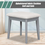 Coiffeuse classique en bois de 110 cm avec miroir escamotable et tabouret, table de maquillage avec trois tiroirs et espace de rangement