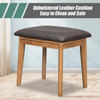 Coiffeuse classique en bois de 110 cm avec miroir escamotable et tabouret, table de maquillage avec trois tiroirs et espace de rangement