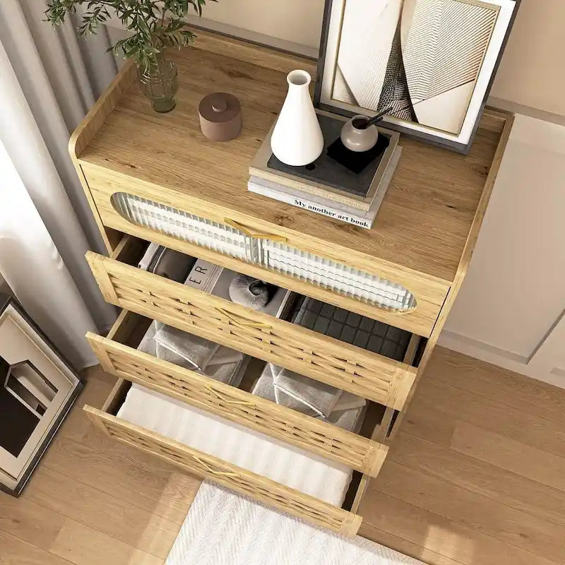 Commode de rangement polyvalente de style rustique pour chambre à coucher