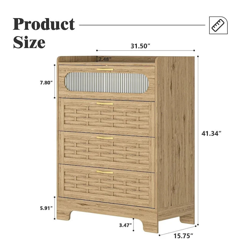 Commode de rangement polyvalente de style rustique pour chambre à coucher