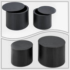 Ensemble de 2 tables basses gigognes cylindriques, Noyer/Noir, Plateau amovible
