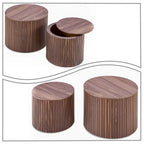 Ensemble de 2 tables basses gigognes cylindriques, Noyer/Noir, Plateau amovible
