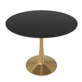 Table de salle à manger ronde 35 pouces pour 4 personnes avec plateau en MDF et piètement en acier doré pour cuisine et salle à manger