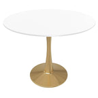 Table de salle à manger ronde 35 pouces pour 4 personnes avec plateau en MDF et piètement en acier doré pour cuisine et salle à manger