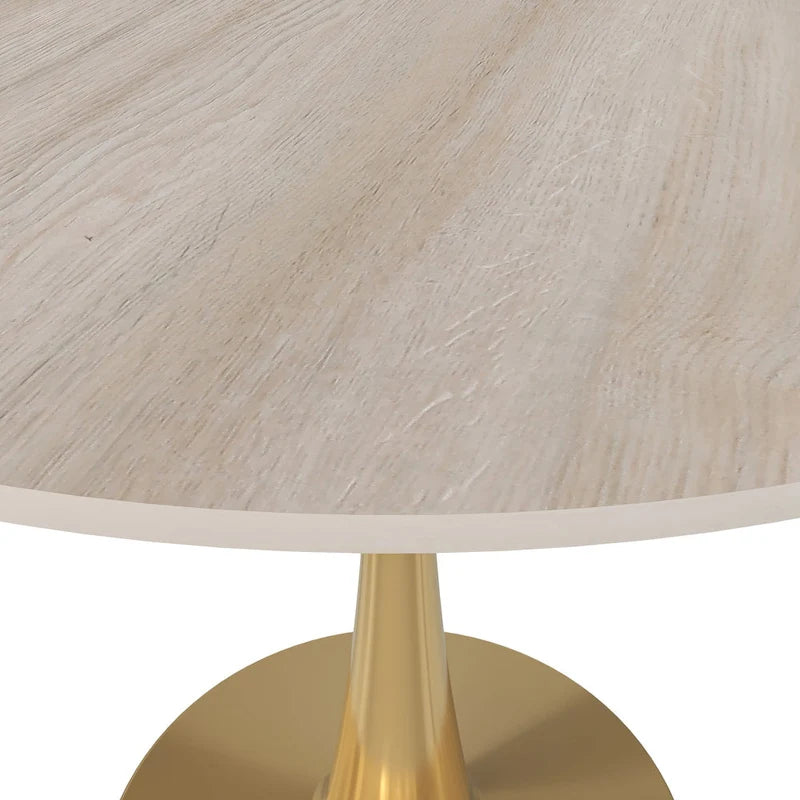 Table de salle à manger ronde 35 pouces pour 4 personnes avec plateau en MDF et piètement en acier doré pour cuisine et salle à manger