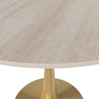 Table de salle à manger ronde 35 pouces pour 4 personnes avec plateau en MDF et piètement en acier doré pour cuisine et salle à manger