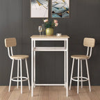 Ensemble table de bar et 2 tabourets avec étagère métallique, petite table de pub, ensemble repas