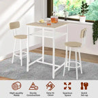 Ensemble table de bar et 2 tabourets avec étagère métallique, petite table de pub, ensemble repas