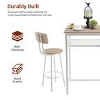 Ensemble table de bar et 2 tabourets avec étagère métallique, petite table de pub, ensemble repas