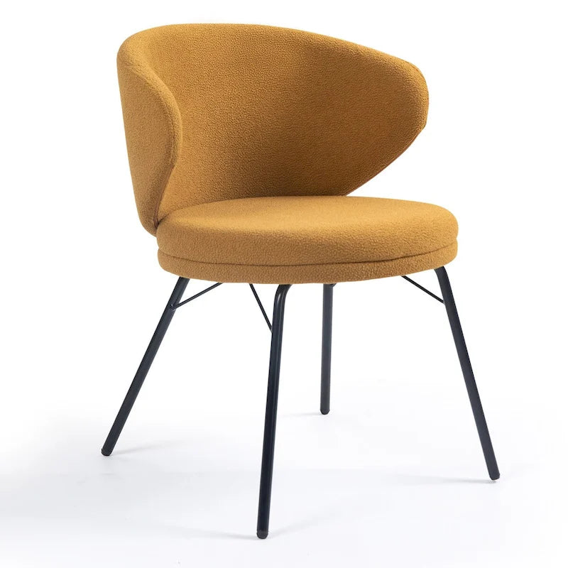 Chaises de salle à manger Boucle avec pieds en fer noir, ensemble de 2