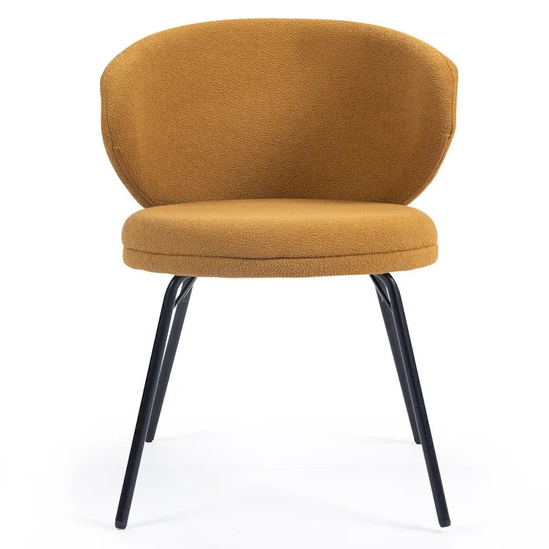 Chaises de salle à manger Boucle avec pieds en fer noir, ensemble de 2