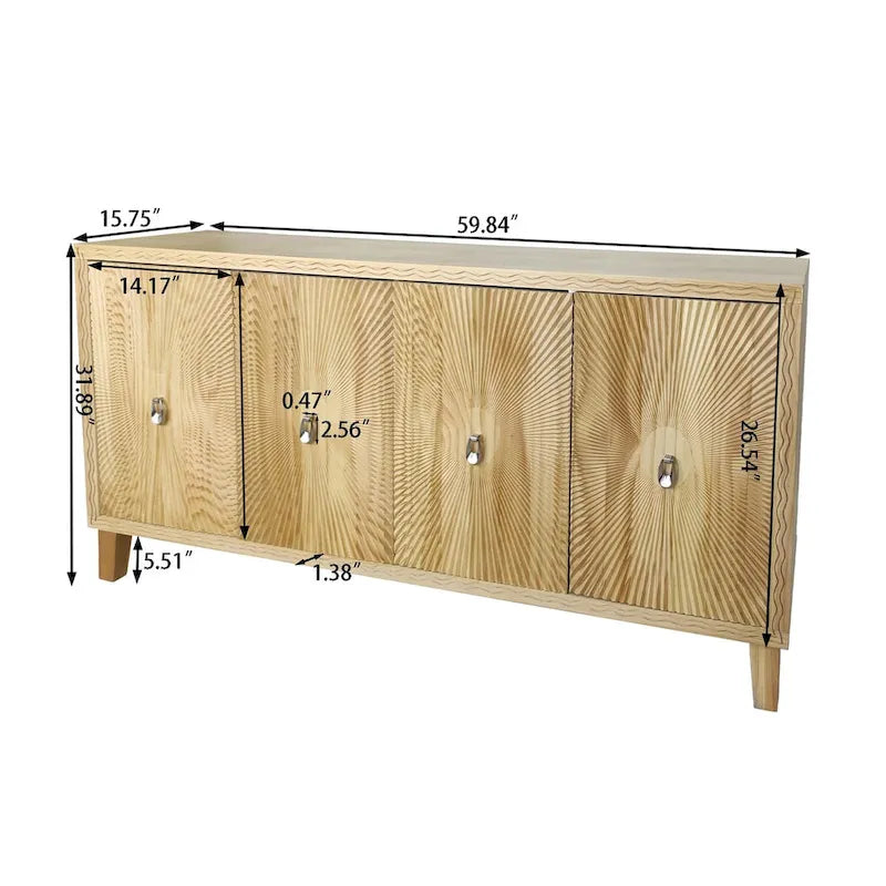 Armoire de rangement 4 portes / Buffet de salle à manger / Meuble d'appoint
