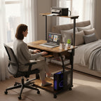 Yaheetech Portable Computer Desk with 4 Shelves and Keyboard Tray
