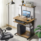 Bureau d'ordinateur portable avec 4 étagères et tablette coulissante pour clavier