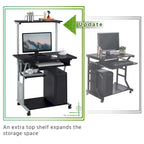 Bureau d'ordinateur portable avec 4 étagères et tablette coulissante pour clavier